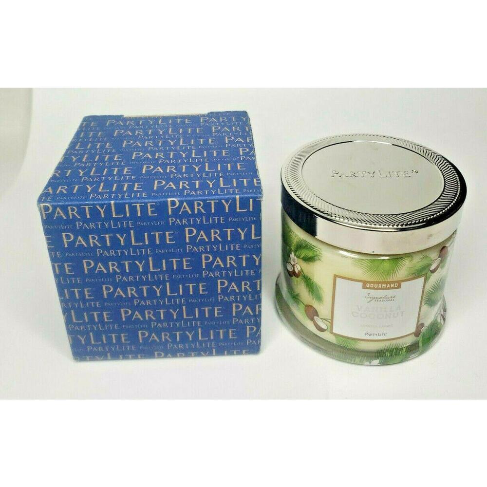 PartyLite 3-Wick Jar‎ Candle with Lid New In Box Vanilla Coconut P1G/G73929